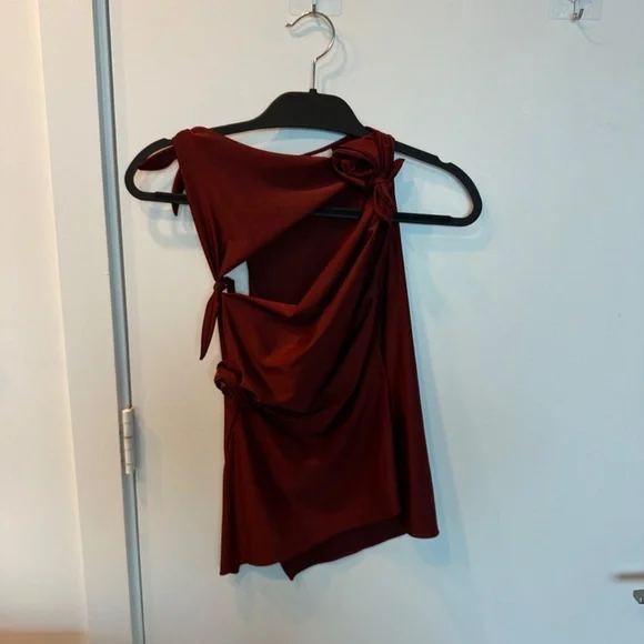 Coperni Flower Asymmetric Maroon Top XS - Picture 9 of 9